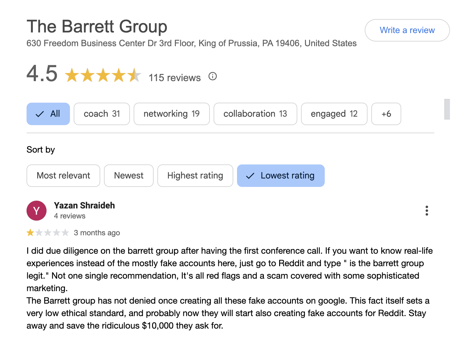 The Barrett Group Google Reviews